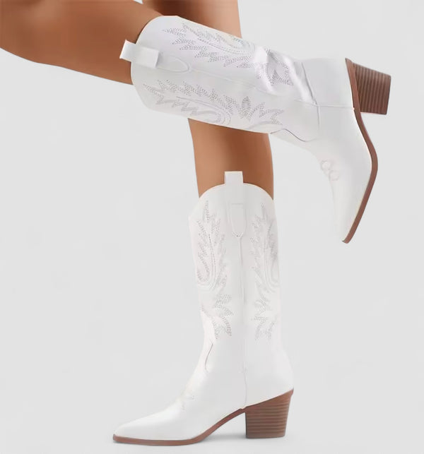 Missie – Botine de Damă Western din Piele cu Toc Lat